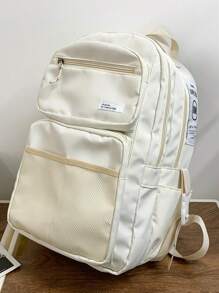 大容量女式背包，带字母图案，学校背包，书包，经典，休闲，适合青少年女孩女大学生，大学、中学、高中、户外、旅行、郊游、返校，学校背包，书包，学校背包，返校，大背包，大容量，适合青少年女孩女大学生，非常适合返校、大学、中学、高中 - 白色 - 查看 11