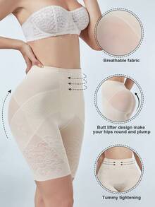 透氣提臀和收復短褲 - 杏色 - 查看 3