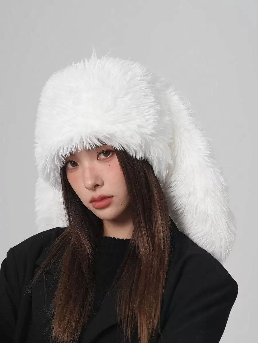 1pc Ladies' Blue Plush Long Ear Cap Funny & Creative Hat, Winter, Great For Daily Wear - Royal Blue - View 1