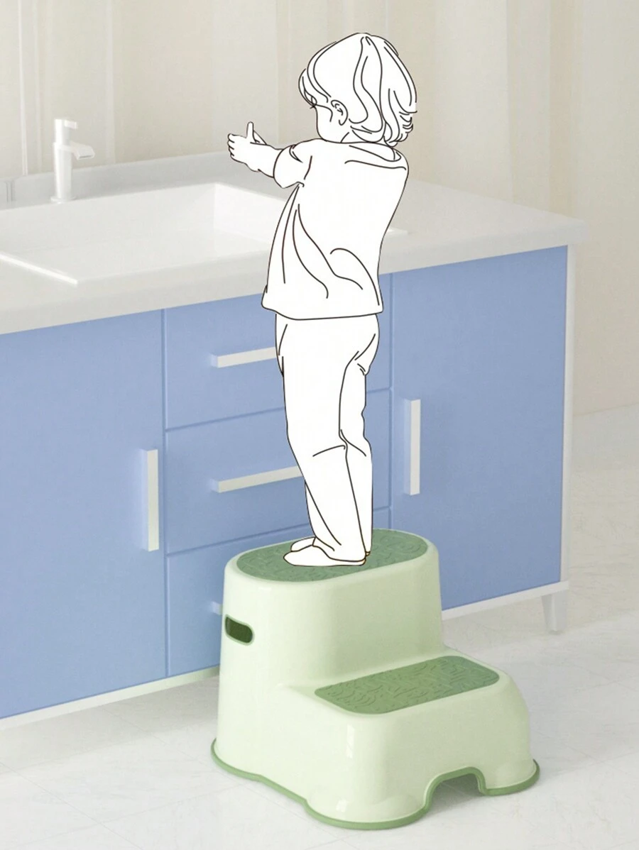 Doodle Step Stool - Bathroom Anti-Slip Weight Bench For Toilet Training Kids, Sink Booster Step Stool For Foot And Leg Support - Green - View 1