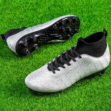 Men's Spring & Autumn High Top Outdoor Comfortable Breathable Shock Absorbing Anti-slip Fg Studs Professional Competition Training Soccer Shoes - Grey - View 2