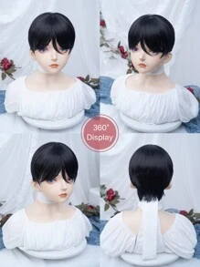 alicegarden 1 Máy Tính Màu Đen Tổng Hợp Chịu Nhiệt Thẳng Tóc Dài 12 Inch, Bộ Tóc Giả Ngắn Với Nổ, Size M - màu đen - Xem 7