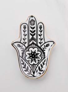 SIQIZHOU 1pc Ceramic Fatima Hand Jewelry Tray, Ring Holder, Palm Display Dish For Earrings, Necklace, Rings, Bracelets, Jewelry Storage - xiaofoshou - View 1