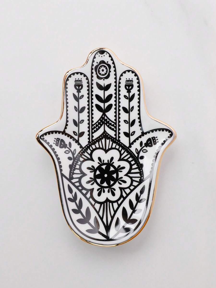 SIQIZHOU 1pc Ceramic Fatima Hand Jewelry Tray, Ring Holder, Palm Display Dish For Earrings, Necklace, Rings, Bracelets, Jewelry Storage - xiaofoshou - View 1