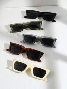 1套 2023 黑色欧美风方形复古时尚舞蹈眼镜街头风韩版个性化嘻哈眼镜日常基础款秋冬女装商务休闲礼品 - 黑色 - 查看 3