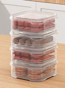 Caja de almacenamiento de carne para congelador, 350ml, para mariscos/productos cárnicos con tapa de sellado, 1 pieza - transparente - Ver 4