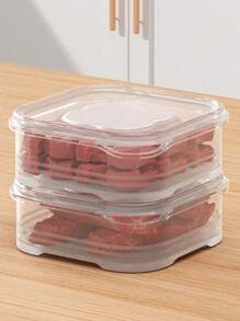 Caja de almacenamiento de carne para congelador, 350ml, para mariscos/productos cárnicos con tapa de sellado, 1 pieza - transparente - Ver 5