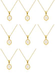 1入組優雅和多用途鍍金銅26英語字母吊墜項鍊合適適合女士在日常穿著 - 金黃色 - 查看 10