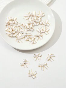 30/50 件小号金边丝带蝴蝶结，手工缎带圣诞装饰蝴蝶结，礼品包装配件 - 白色 - 查看 1