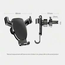 Mobile Phone Holder Air Outlet Gravity Sensor Car Holder Riangle Gravity Frosted Simplicity Solid Metallic Material - Black - View 2