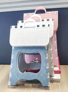 1pc Pink Folding Stool, Lightweight & Sturdy Enough To Support Adult & Safe For Children - Pink - View 1