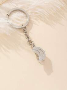 1pc Women's Multicolor Resin Moon Shaped Keychain With Metallic Ring, Fashionable Accessory For Daily Use - Multicolor - View 2