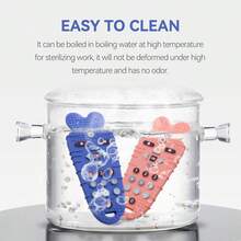 1入組胡蘿蔔形嬰兒牙膠,禮品適合女孩和男孩,0-6入組月寶寶出牙玩具,6-12月矽膠牙膠,適用於嬰兒磨牙玩具 - 霧霾藍 - 查看 5