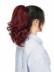 Synthetic Hair Ponytail In Burgundy Color, 12 Inches Length, Suitable For Daily Wear, Made Of Matte High Temperature Fiber - Burgundy - View 3