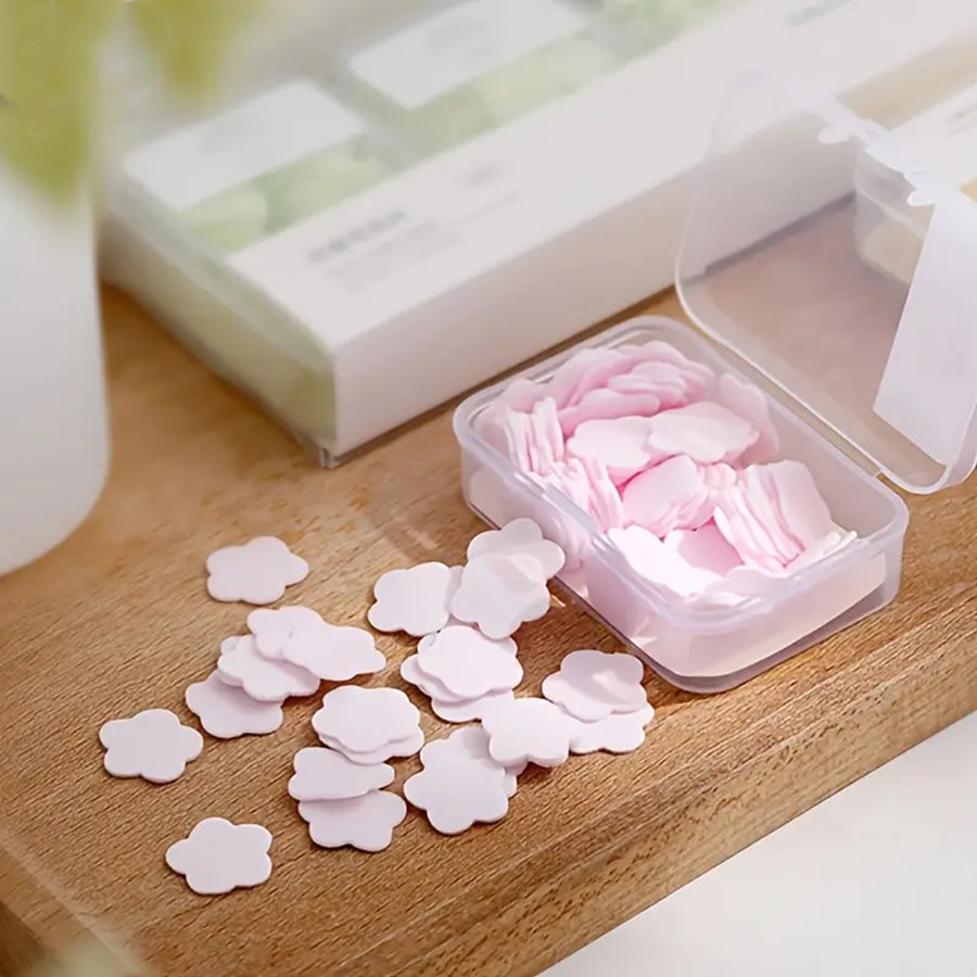 1box Portable Dissolvable Flower Petal Soap Sheets For Hand Washing