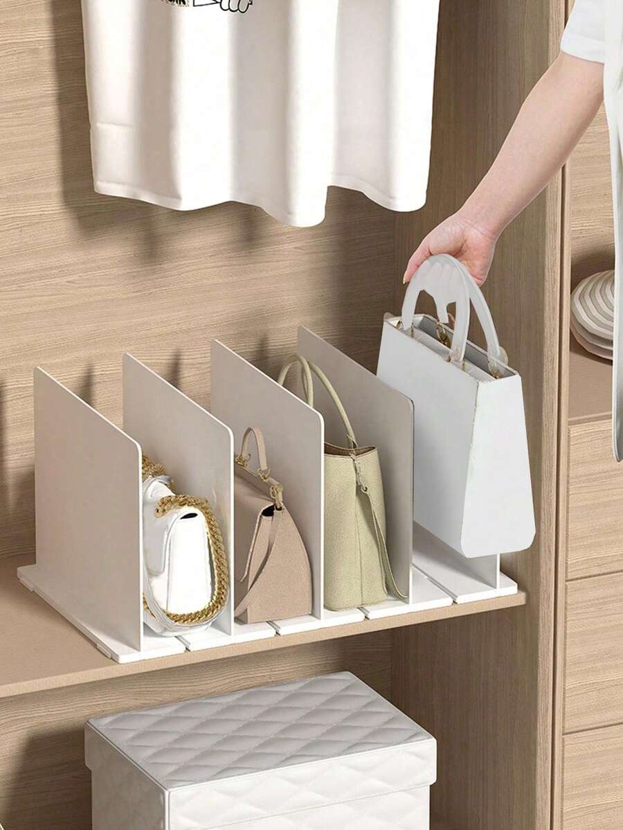1pc Plain Color Wardrobe Partition Rack, Modern Multi-Purpose Adjustable Shelf Divider For Home Decorations Decor Festival Decor Room Decor Home Decor Bed Room Decor Dress Pants Shoes Jeans Boots Skirt Bedroom, Organizer, Home Storage, White T Shirt Women, Black Pants Women, Ladies Winter Clothes, Dress, - White - View 1