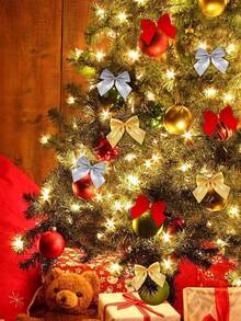 24入組銀色/金色聖誕樹裝飾蝴蝶結,用於婚禮派對家居裝飾花環裝飾品 - 彩色 - 查看 2