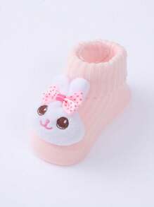 1對嬰兒卡通可愛透氣襪子帶防滑鞋底 - 淺粉色 - 查看 5