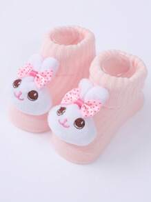1對嬰兒卡通可愛透氣襪子帶防滑鞋底 - 淺粉色 - 查看 3