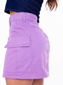 Women Denim Skirts - 紫丁香色 - 查看 3