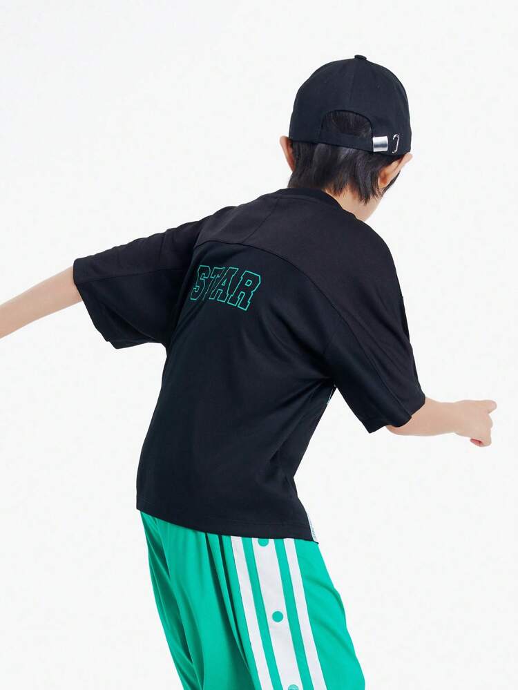 Annil Children's Clothing Boy's Letter T-Shirt Summer Cool Feeling Moisture Wicking Boy's Thin Quick Drying Top