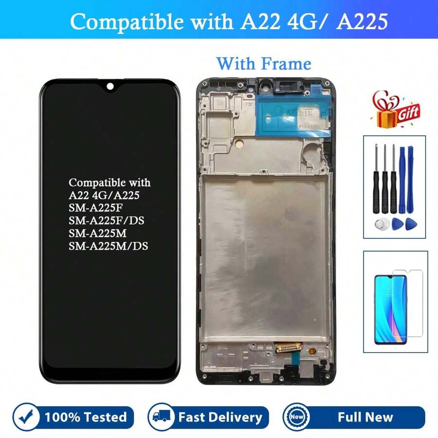 Lcd Display Touch Screen With Frame Compatible With Samsung Galaxy A22 4g A225 A225f A225m - Black - View 1