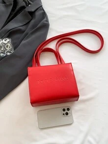 迷你字母圖案時尚手提包 - 紅色 - 查看 5