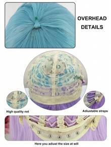 1pc Long Straight Cosplay Synthetic Wig With Bangs & 1pc Wig Cap - Multicolor - View 10