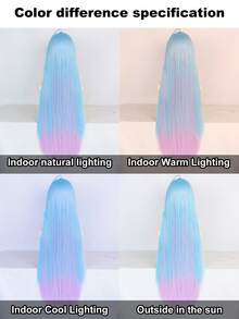 1pc Long Straight Cosplay Synthetic Wig With Bangs & 1pc Wig Cap - Multicolor - View 8