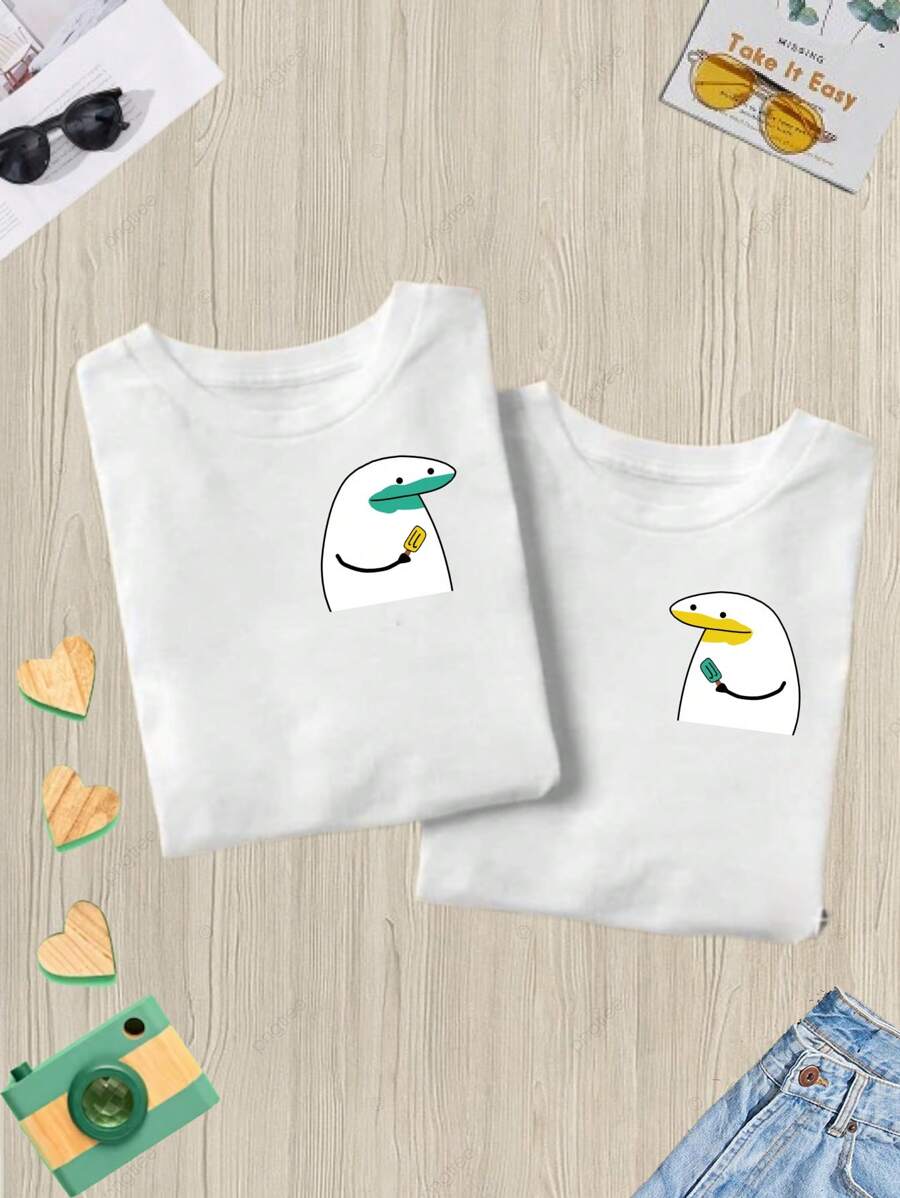 Dos piezas, Playeras para parejas, couple Flork, helado, outfit couple - Blanco - Ver 1
