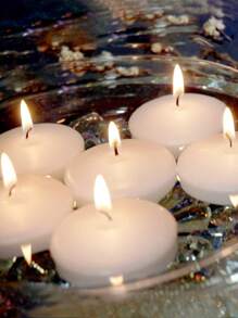 顆 5*2.3 公分漂浮蠟燭球，漂浮在水中，非常適合情人節、婚禮、浪漫告白、派對裝飾 - 白色 - 查看 4