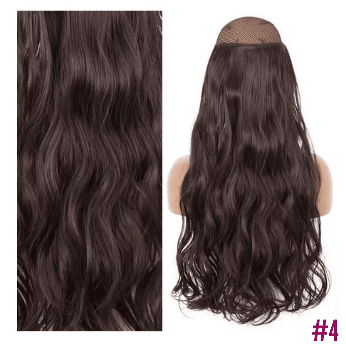 Aplique Tic Tac 60cm Organico Ondulado Fibra Premium Idêntico Ao Cabelo Humano - Castanho - Visão 1