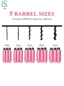 Rizador de Pelo de Cerámica, Temperatura Ajustable, Portátil 3 Barriles, Ondulador de Pelo Varita Rizadora - Multicolor - Ver 5