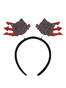1入組鬼魔三叉戟造型塑膠萬聖節裝飾髮箍及絨布,適用於萬聖節派對、嘉年華會和cosplay服裝 - 紅色 - 查看 1