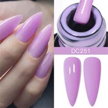 7毫升橡膠基礎啫喱，奶白色紫色透明顏色啫喱指甲油，指甲軍裝半永久亮光光澤，可浸泡式UV LED修飾 - 紫色 - 查看 2