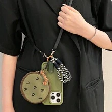 Diy 手機殼橄欖綠數碼印花袋形手機套帶肩帶 - 軍綠色 - 查看 2
