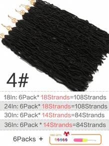 6入組棕色人造鬆散螺旋辮鉤針,新款柔軟女神鬆散螺旋辮鉤針預圈合成鉤針辮髮延長配件(4#) - 棕色 - 查看 2