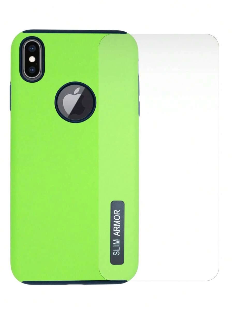 Funda New Case Uso Rudo Para iPhone X / XS / XS Max + Mica - Verde Lima - Ver 1