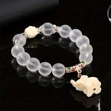 50 顆 8 毫米磨砂玻璃壓克力珠，白色霧面壓克力珠，透明圓形壓克力珠，散珠技術，用於友誼手鍊、項鍊、串珠耳環、珠寶製作裝飾品 - 白色 - 查看 3