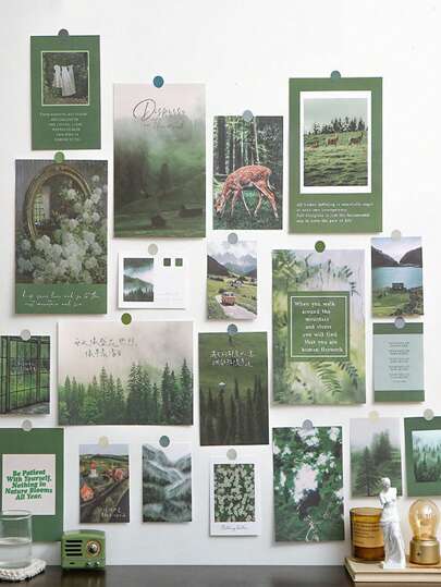 20개/세트 예술적인 풍경 테마의 룸 DIY 장식 월 스티커, 포스터, 스티커, 월 아트, 봄 장식 아이템으로 집 분위기 새롭게, 축제 장식 스티커 선물 생일 졸업