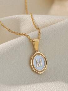 1入組優雅和多用途鍍金銅26英語字母吊墜項鍊合適適合女士在日常穿著 - 金黃色 - 查看 5