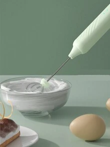 1set Cute Colorful Dopamine-inspired Design Dual Head Milk Frother With Replaceable Beaters - White - View 5