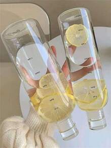 1500ML塑膠運動水瓶,大容量防漏透明水瓶帶時間標記,創意秋季預防 - 無色 - 查看 2