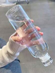 1500ML塑膠運動水瓶,大容量防漏透明水瓶帶時間標記,創意秋季預防 - 無色 - 查看 5