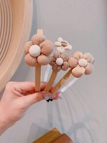 3入組復古花卉圖案髮帶 - 棕色 - 查看 1