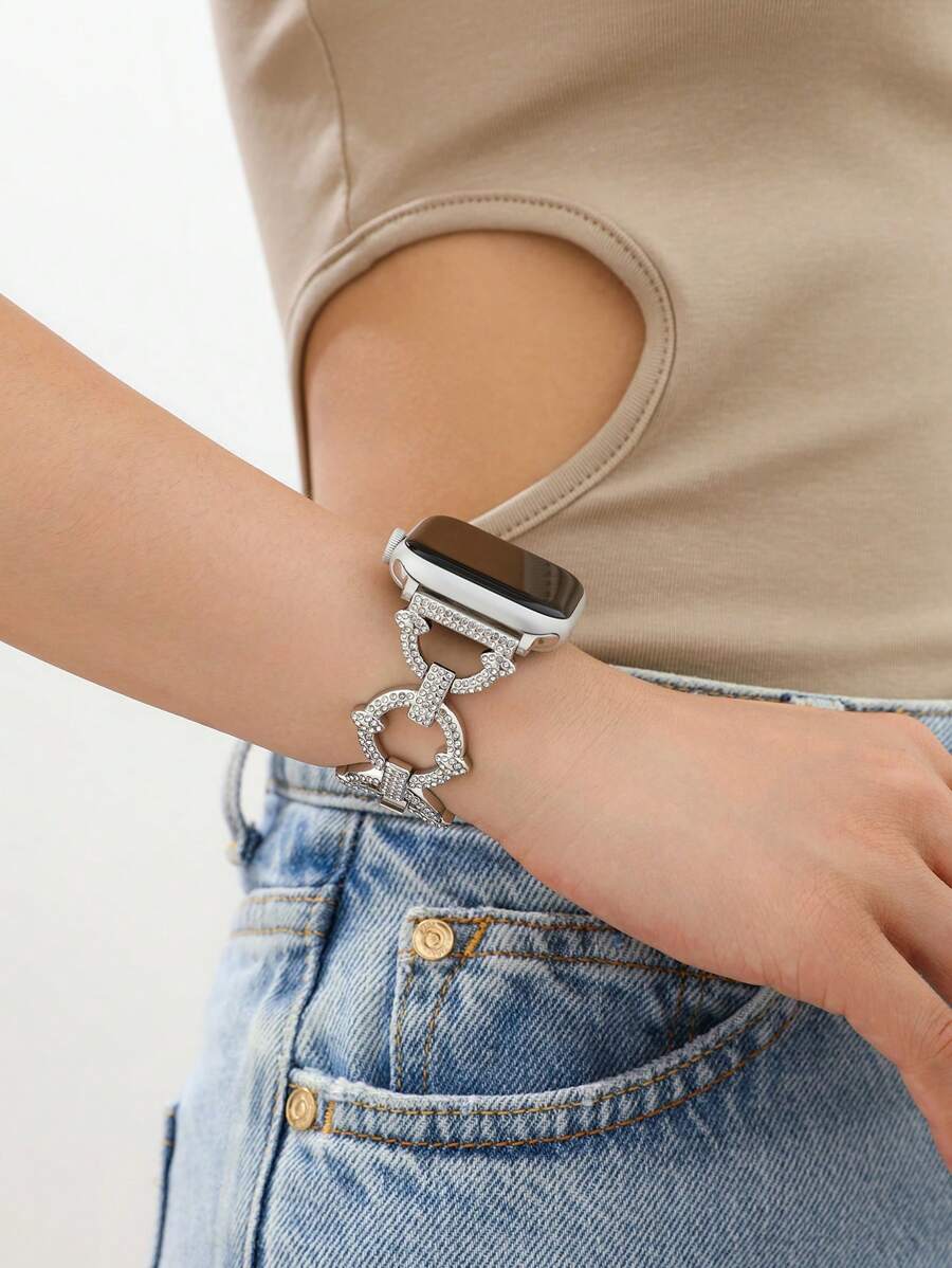 1 条金色女士时尚 Apple Watch 表带 45/49/38/40/41/42/44 毫米，兼容 Apple Watch Ultra/SE/8/7/6/5/4/3/2/1，可作为返校学生的礼物 - 銀色 - 查看 1