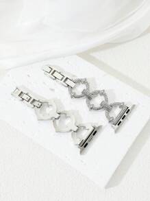 1 条金色女士时尚 Apple Watch 表带 45/49/38/40/41/42/44 毫米，兼容 Apple Watch Ultra/SE/8/7/6/5/4/3/2/1，可作为返校学生的礼物 - 銀色 - 查看 4