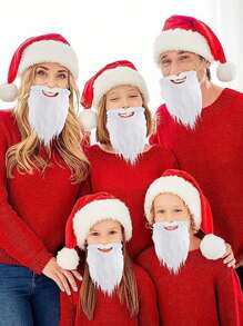 1pc Santa Claus White Beard, Adult Fake Mustache - White - View 4