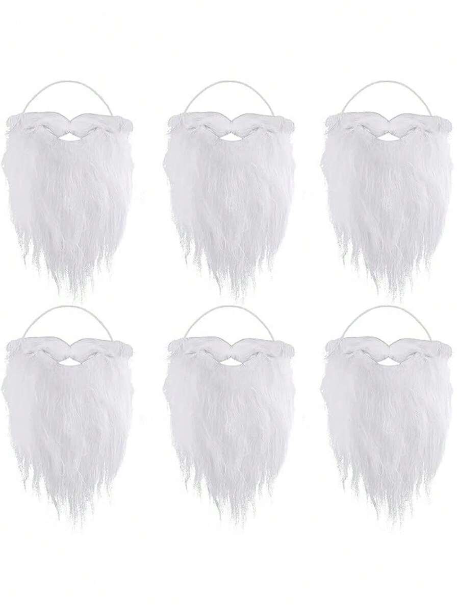 1pc Santa Claus White Beard, Adult Fake Mustache - White - View 1