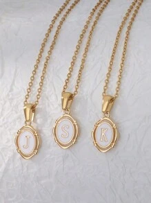 1入組優雅和多用途鍍金銅26英語字母吊墜項鍊合適適合女士在日常穿著 - 金黃色 - 查看 6